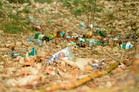 Plastic bottles spoil and pollute the ecological state of nature
