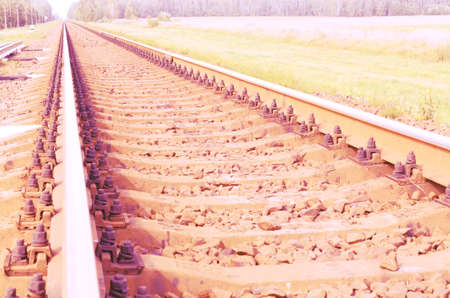 The current railway, going into the distanceの写真素材