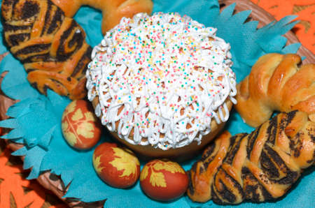 Easter fragrant cakes and sweets, covered with glaze.