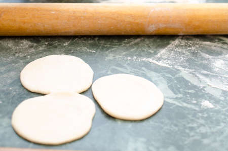 The process of making delicious home-made dumplings with meatの写真素材
