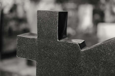 Gloomy crosses on the graves of a cemetery. Halloween.の写真素材