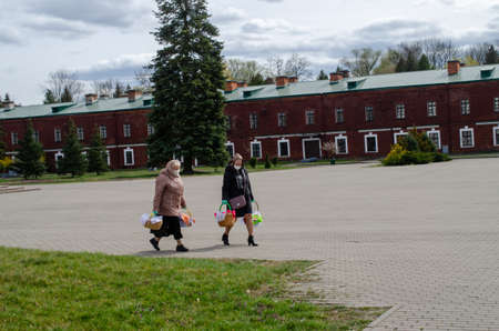 Masked parishioners in connection with covid-19 for 2020 Orthodox Easter.のeditorial素材