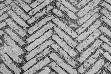 The road surface is made of bricks.の写真素材