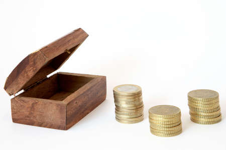 it is a full coffer of different currenciesの写真素材