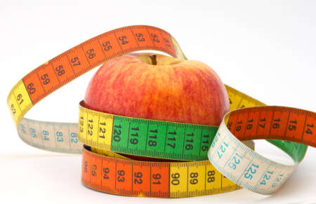 tape to measure with an appleの写真素材