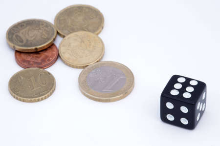 it is a dice with currenciesの写真素材