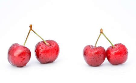 they are cherries with the white bottomの写真素材