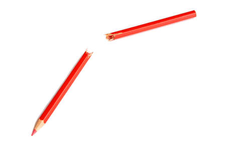 pencil red over a white back groundの写真素材