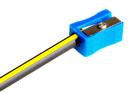 PENCIL WITH SHARPENER over a white back groundの写真素材