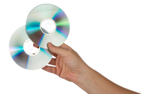 photo of a hand with compact on white bottomの写真素材