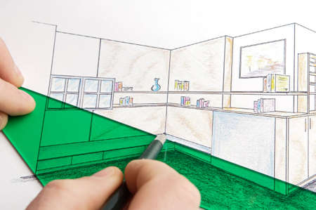 a photo of blue prints home Plansの写真素材