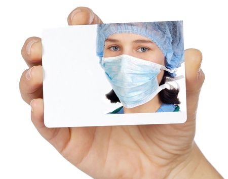 Post-It and hand a over white backgroundの写真素材