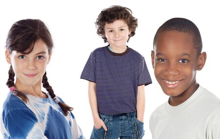 adorables children - a over white background -の写真素材