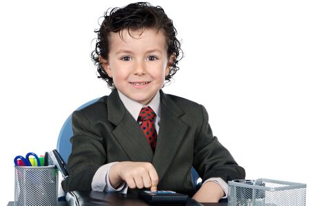 Future businessman in his office a over white background