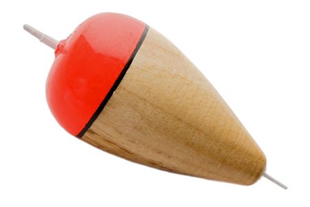 Buoy fishing wooden on a white backgroundの写真素材