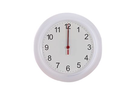 Clock a over white background