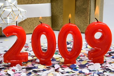 Happy new year 2009. Red Candle with the number 2009の写真素材