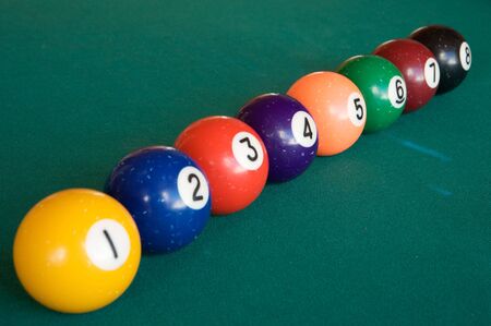 Billiard Balls sorted by the number and aligned