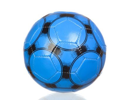Blue soccer ball isolated on a over white backgroundの写真素材