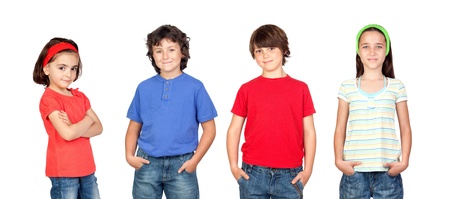 Group of children isolated on a over white background