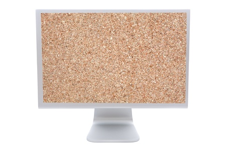 Computer monitor with the image of a corkboard