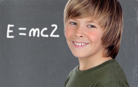 Smart preteen student isolated on a over white background