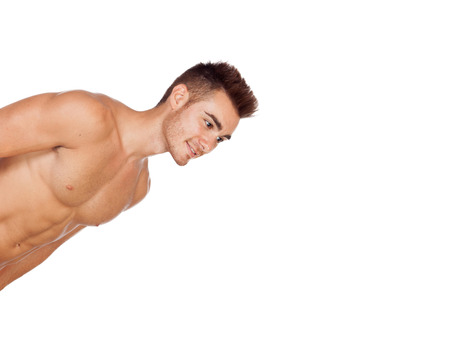 Attractive lifeguard looking isolated on a white backgroundの写真素材