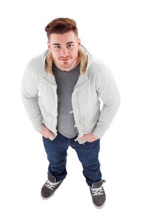 Casual men view from above isolated on a white backgroundの写真素材
