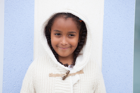 Beautiful african child with blue outsideの写真素材