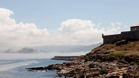 Beautiful landscape of the coast of Bayona. City in northwestern Spainのeditorial素材
