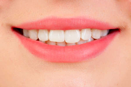 Beautiful smile with white teeths and pink lips