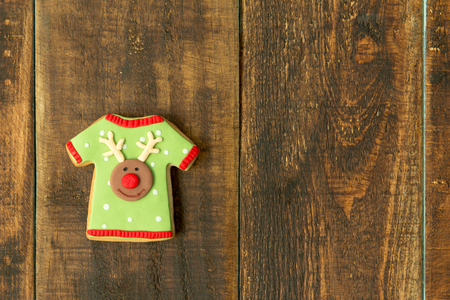 Delicius Christmas cookies on a wooden tableの写真素材