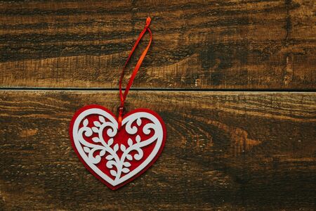 Beautiful ornates for Christmas on a wooden rustic backgroundの写真素材