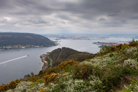 Aerial view of a estuary of northwestern coast of Spainのeditorial素材