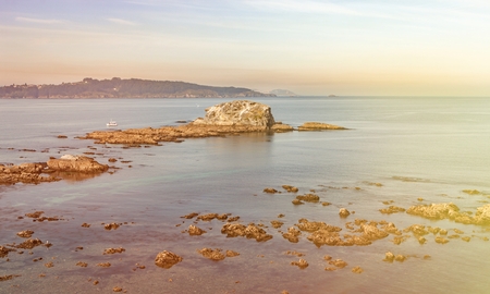 Islet on the northwest coast of Spainの写真素材
