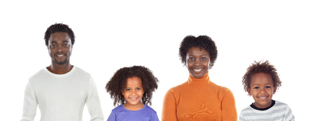 Happy family isolated on a white backgroundの写真素材