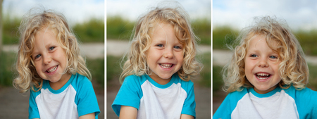 Sequence of three images with a happy child in the parkの写真素材
