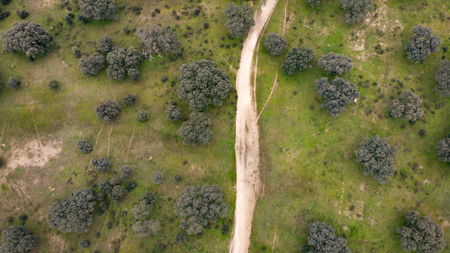 Beautiful aerial view of the coutryside in Extremaduraの写真素材