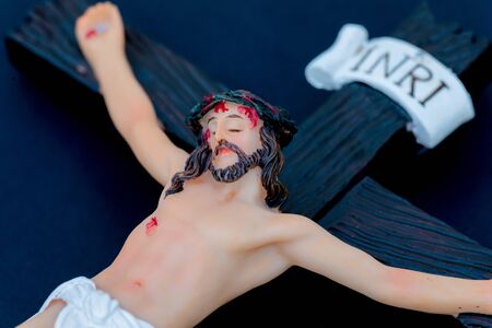 Cross Jesus Christ. Plaster figure close upの写真素材