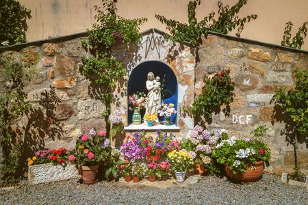 Sanctuary of the Virgin Mary full of flowersの写真素材