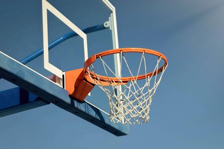 Basketball backboard on the school basketball courtの写真素材