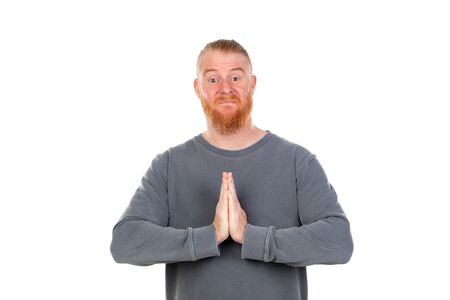 Redhead man isolated on a white backgroundの写真素材