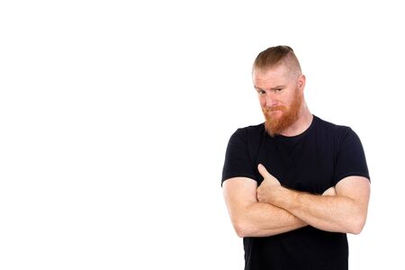 Redhead man isolated on a white backgroundの写真素材