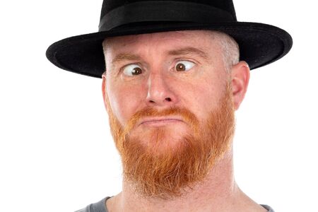 Redhead man isolated on a white background