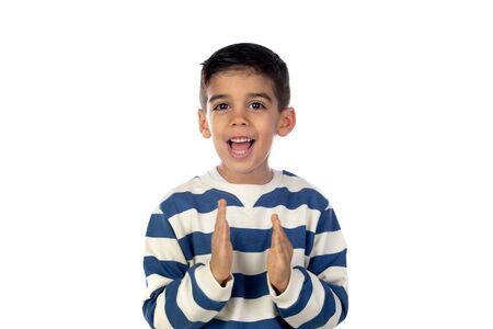 Adorable latin child isolated on a white background