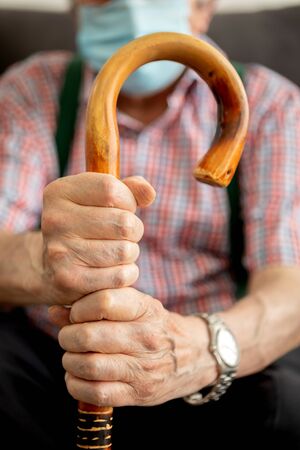 Old man with a man at homeの写真素材