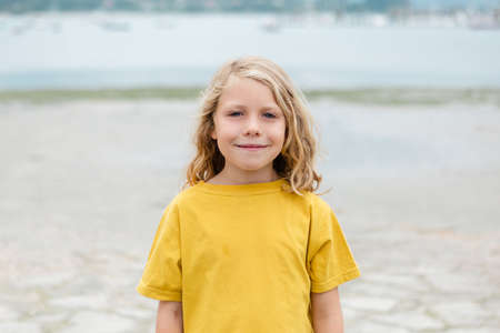 Happy child having fun on summer vacation. Travel and adventure conceptの写真素材