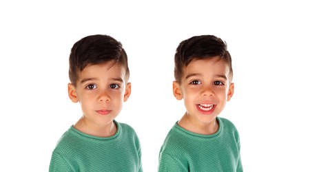 Two latin equel twins isolated on a white backgroundの写真素材