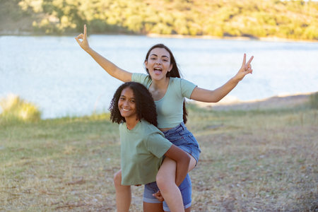 Multiethnic firends spending a beautiful day at summer togetherの写真素材