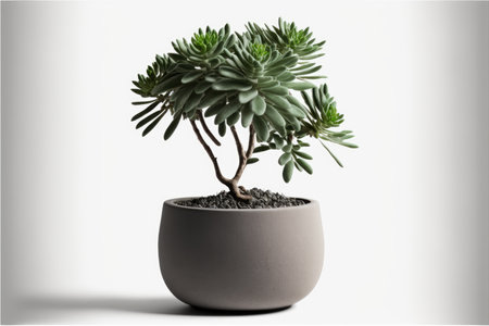 Plants in beautiful ceramic pot, Variety of species to use as decoration. Isolated on a white background. Generative AIの写真素材